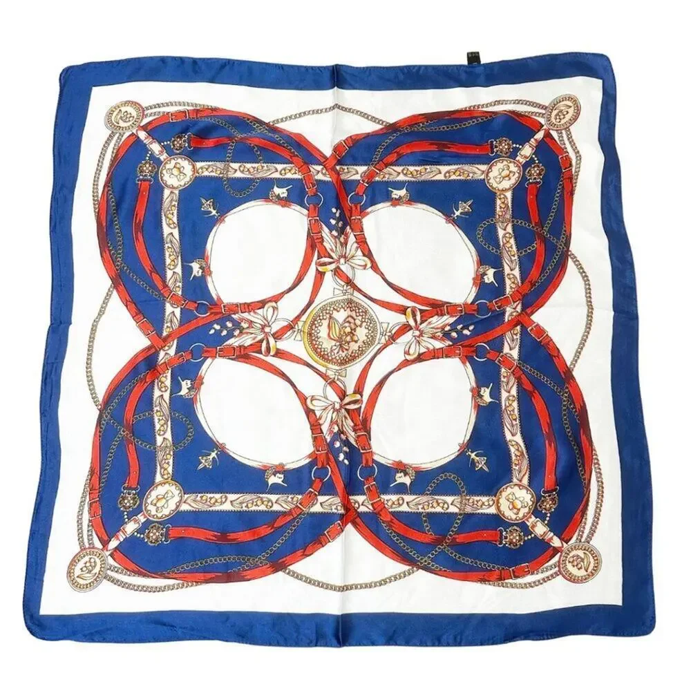 2/$30 NEW Cream Red Blue Nautical Antique Gold Baroque Printed Fashion Scarf